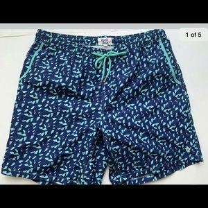NWOT BEACH BROS ‘GINGHAM’ MENS BLUE  SWIM SHORTS